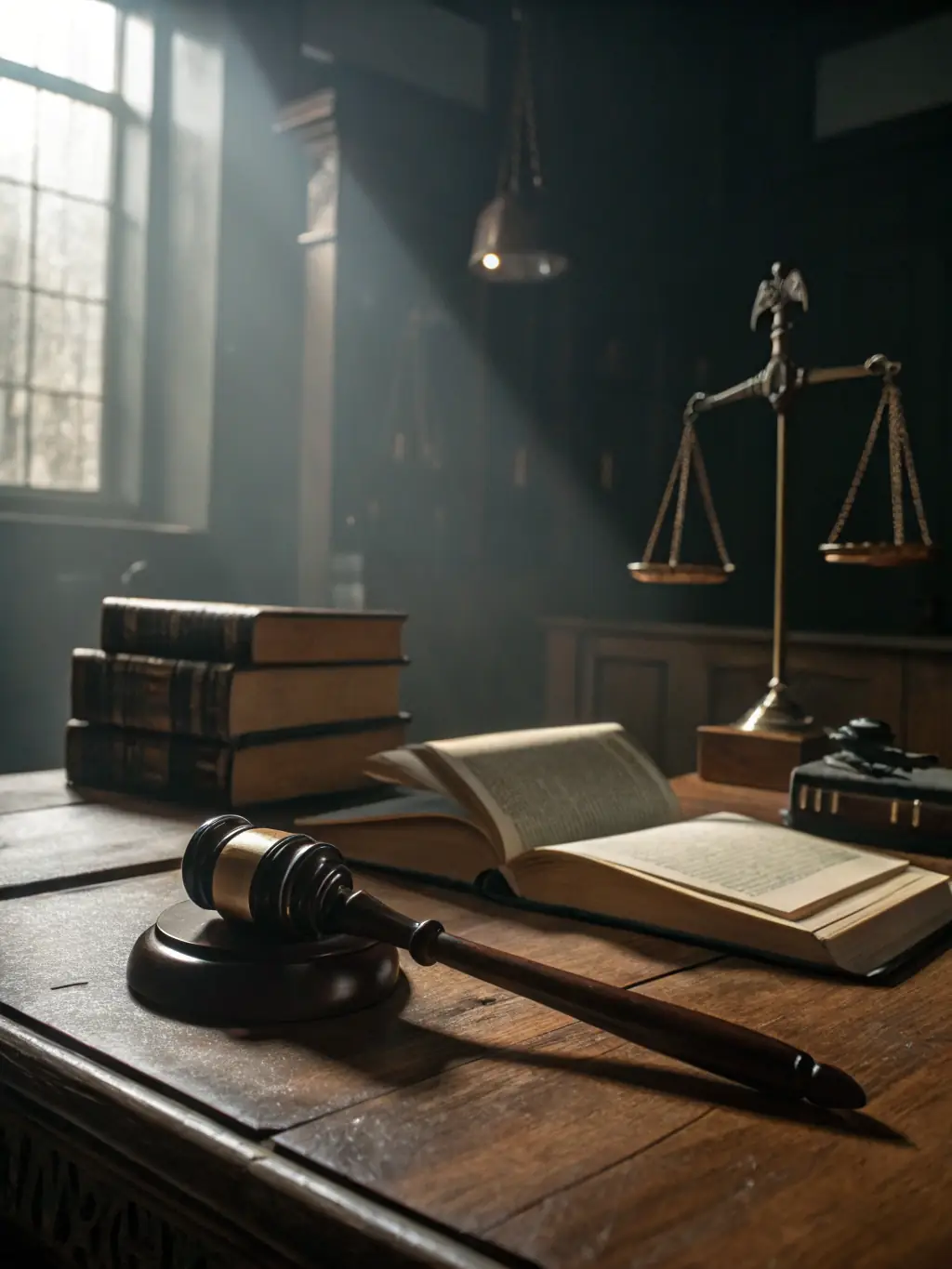Scales of justice in a courtroom, representing civil litigation.