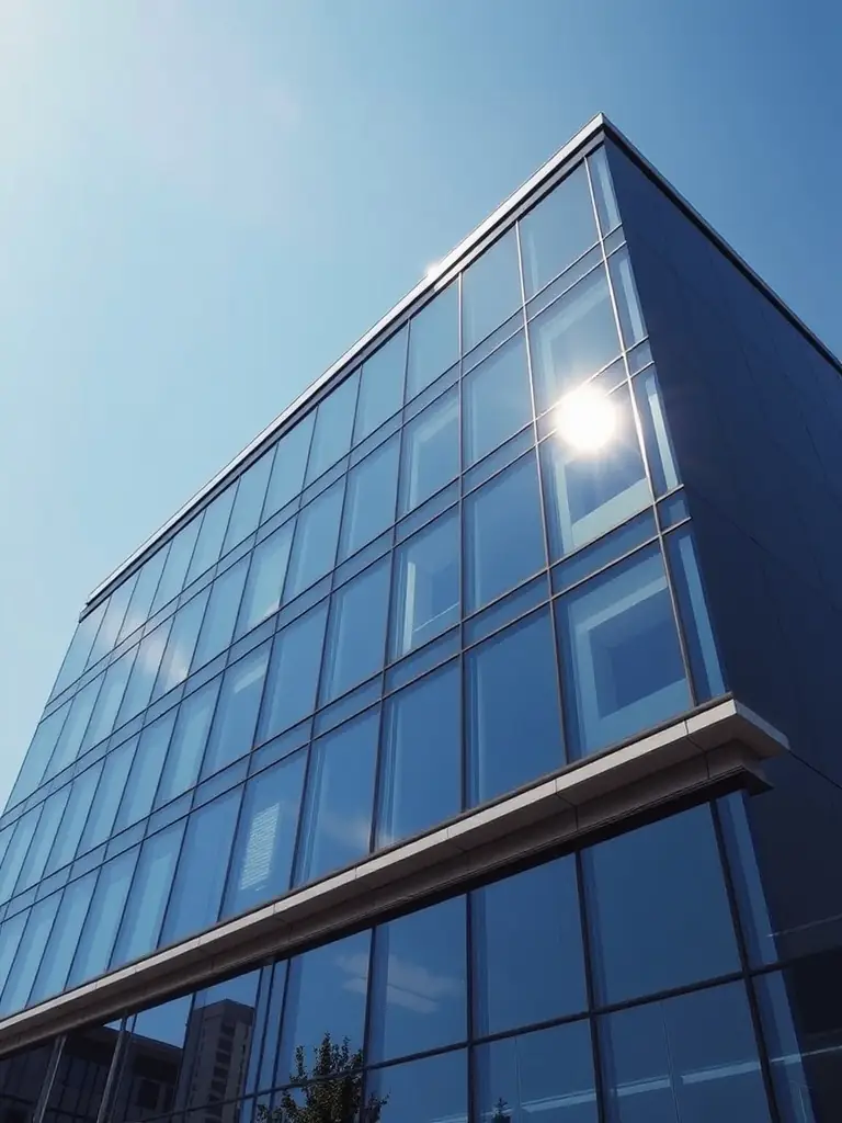 A modern office building with a company logo, representing corporate law. The image is sleek and professional, symbolizing business and legal expertise.